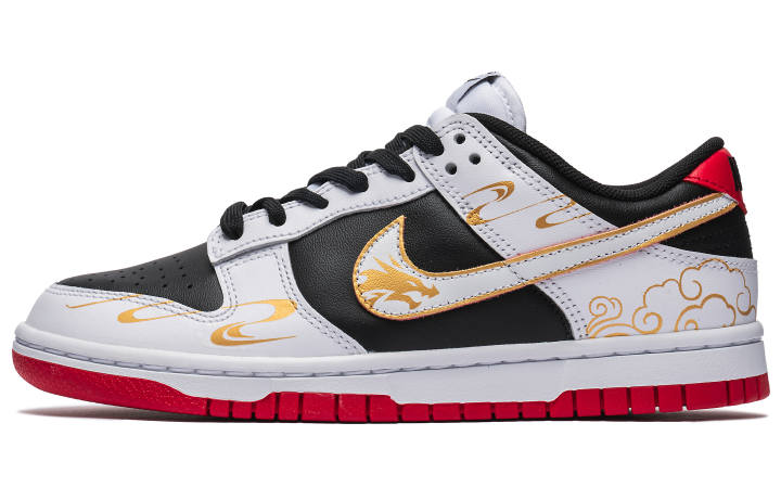 Nike Nike Dunk Low top Skateboard Shoes Unisex Black Gold