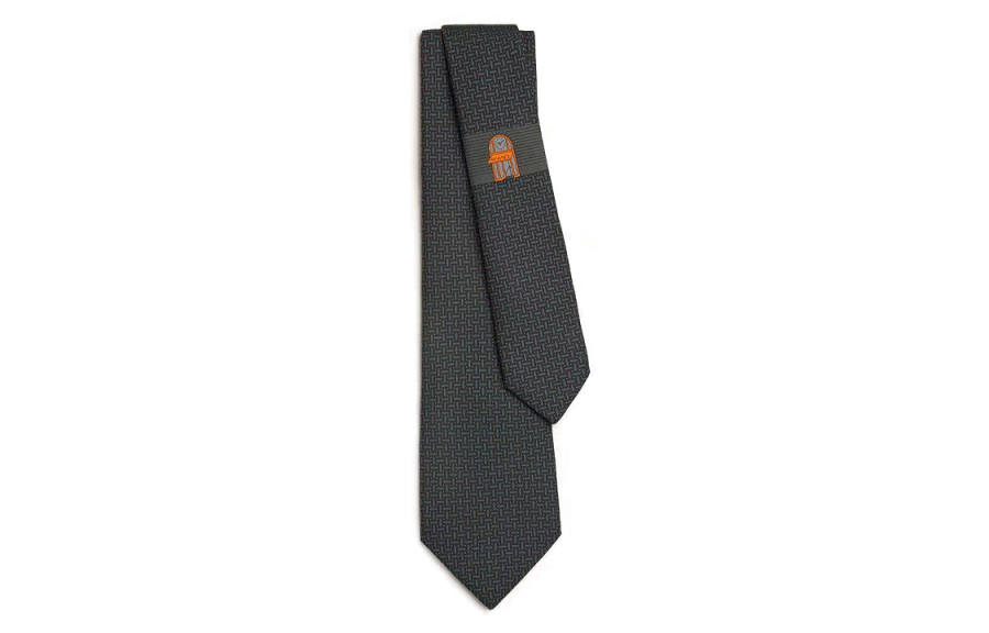 HERMES HERMES Mosaique Du Faubourg Ties Men's Charcoal Gray