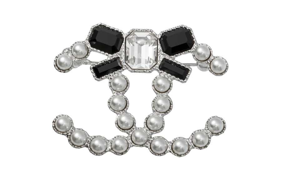 CHANEL CHANEL Crystal Brooches Unisex Silver