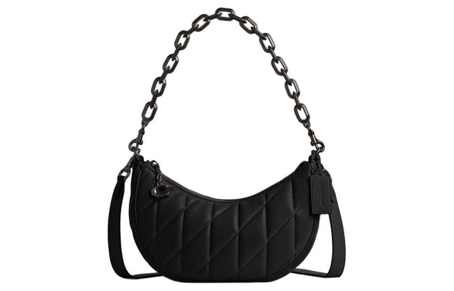 COACH Mira Leather Shoulder Bag, Crossbody Bag, Handbag Medium Women's Black
