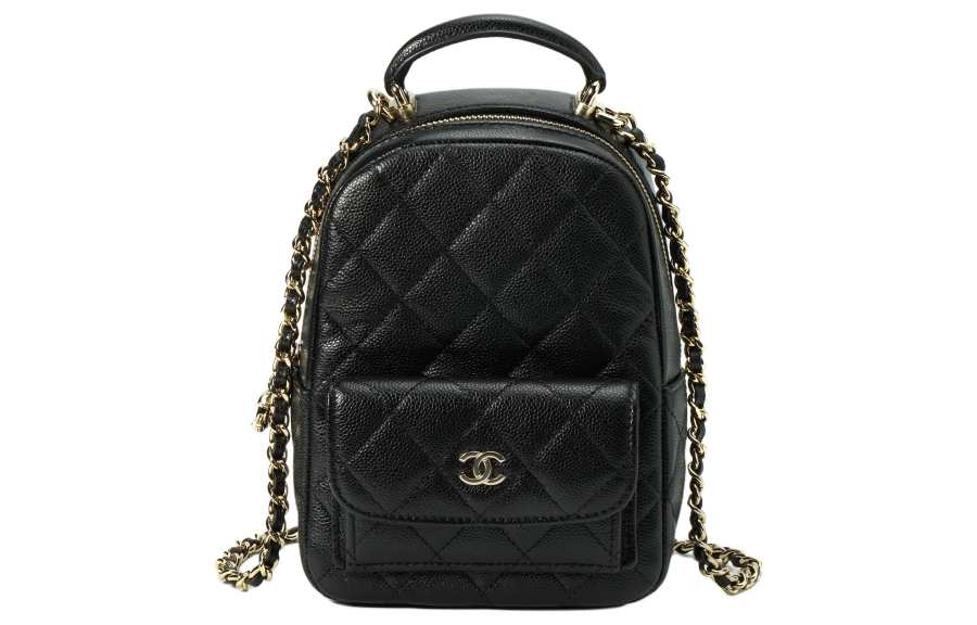 CHANEL Grain Cow Leather Material Gold Metal Backpack Mini Women's Black