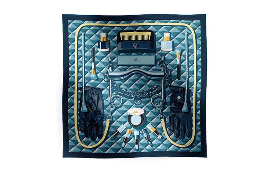 HERMES HERMES Silk Scarves Women's Blue