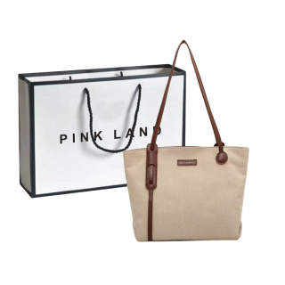 PINK·LAND Canvas Travel Bag, Tote Bag, Commute Bag, Shoulder Bag Women's Coffee/Black