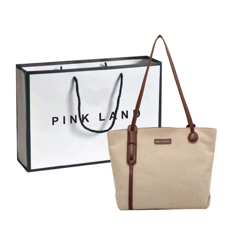 PINK·LAND Canvas Travel Bag, Tote Bag, Commute Bag, Shoulder Bag Women's Coffee/Black