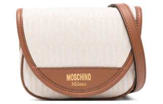 MOSCHINO Cotton Shoulder Bag, Crossbody Bag Women's Light Beige & Caramel Umber