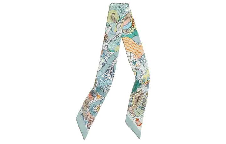 HERMES HERMES Mulberry Silk Scarves Unisex Cyan