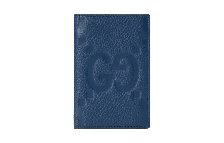 GUCCI Leather Card Holder Large Men's Blue