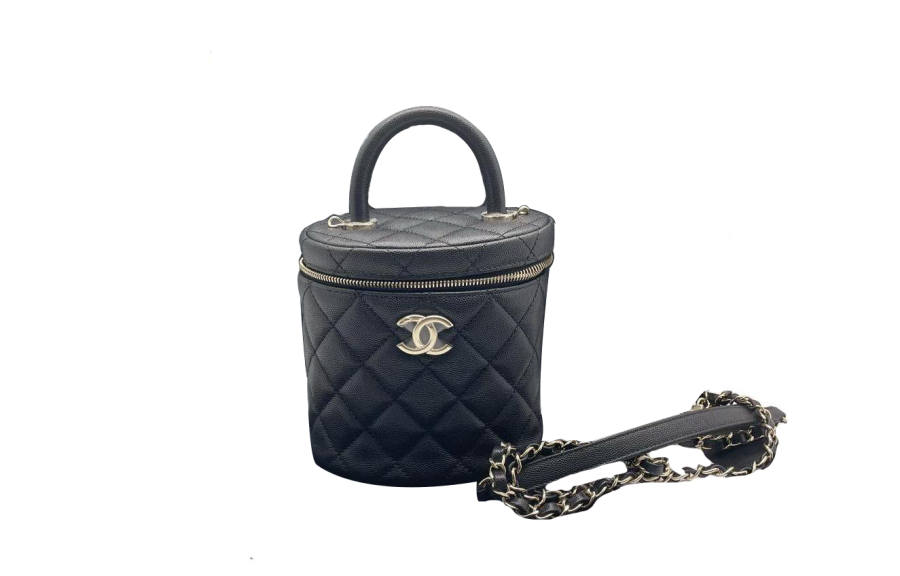 CHANEL Grain Calfskin Cylinder Bag Makeup Bag Crossbody Bag Women's Black