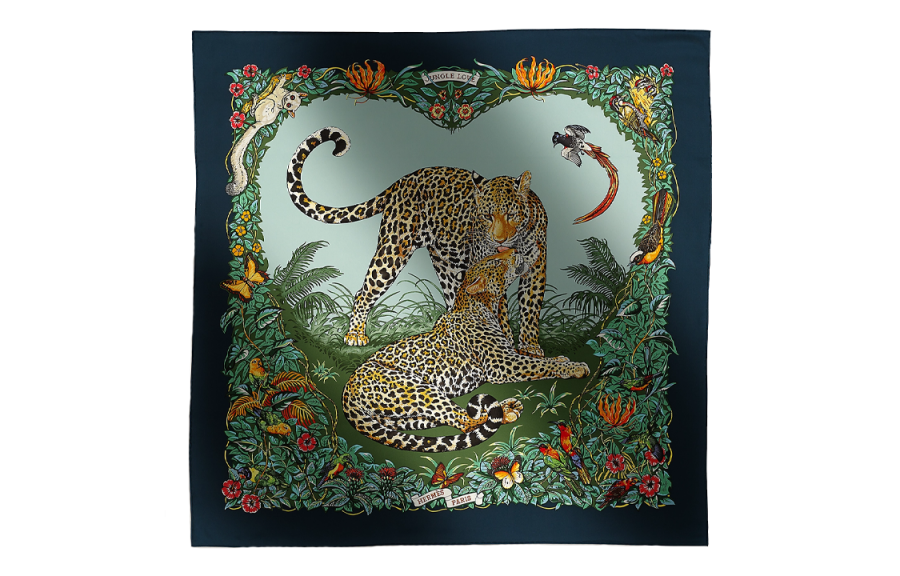 HERMES HERMES Silk Scarves Women's Green