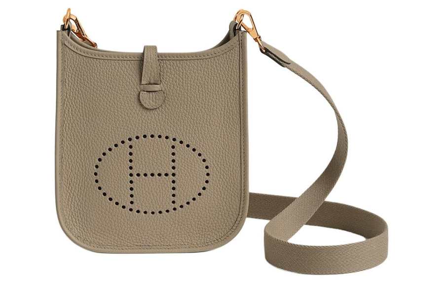 HERMES Evelyne Clemence Bullock Leather Crossbody Bag, Shoulder Bag 16 Women's D0 Beige Weimar Dog Beige