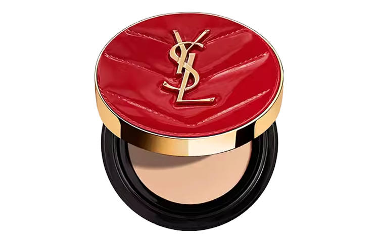 SAINT LAURENT Patent Leather Limited Edition Powder Cushion, Highlighting Cushion Liquid Foundation