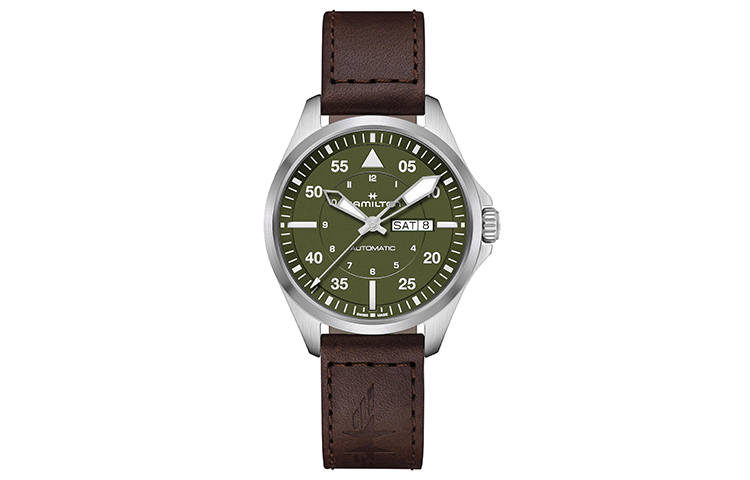 HAMILTON Automatic Mechanical Movement Men's Watches Watch 42 Green Dial Stainless Steel Case Leather Strap