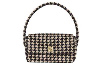 Anine Bing Nico houndstooth logo-clasp shoulder bag