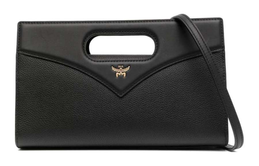 MCM Napa Calf Leather Tote Bag, Shopping Bag, Shoulder Bag, Crossbody Bag, Handbag Small Women's Black