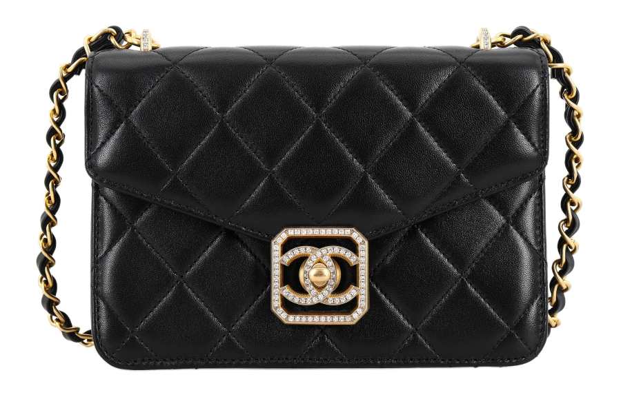 CHANEL 21K Winter Lambskin Shoulder Bag, Crossbody Bag Mini Women's Black