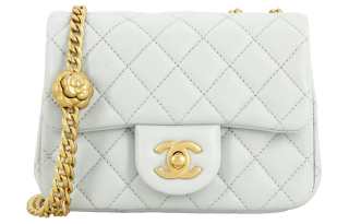 CHANEL Sheepskin Chain Bag, Shoulder Bag, Crossbody Bag Mini Women's Blue Gray