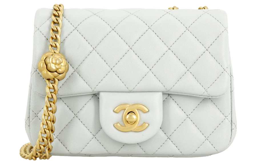 CHANEL CHANEL Sheepskin Chain Bag, Shoulder Bag, Crossbody Bag Mini Women's Blue Gray