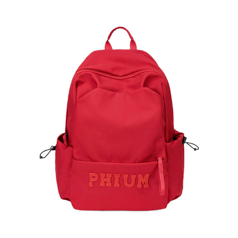 POY Minimalist Style Nylon Fabric Backpack Large Unisex Race Red