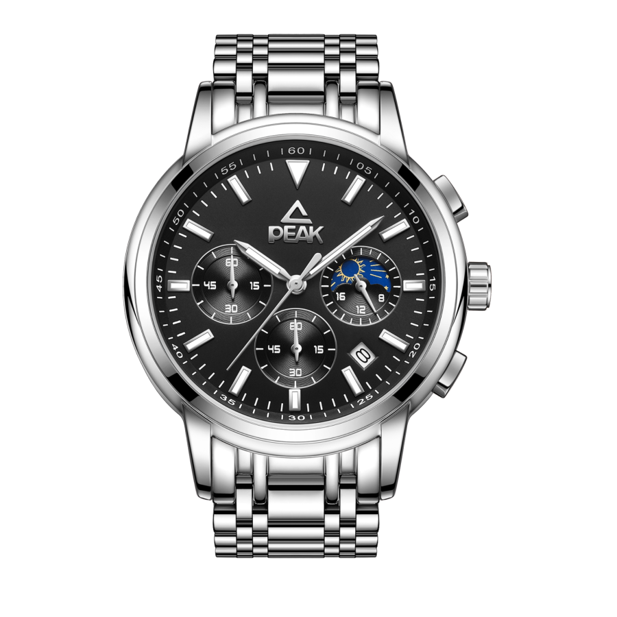 PEAK Cloud Thunder Collection Quartz Movement Stainless Steel Watchband Watch Men's Watches Black Dial