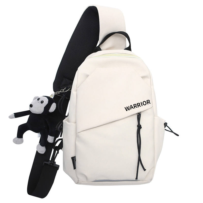 Warrior Nylon Fabric Crossbody Bags Regular Unisex Black/White