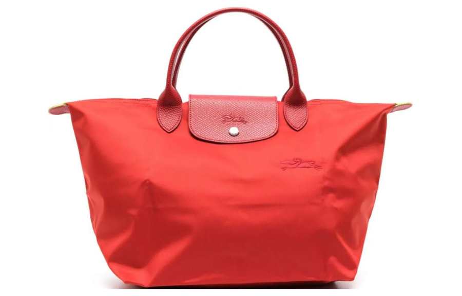 LONGCHAMP Recycled Canvas Handbag Medium Women's Tomato