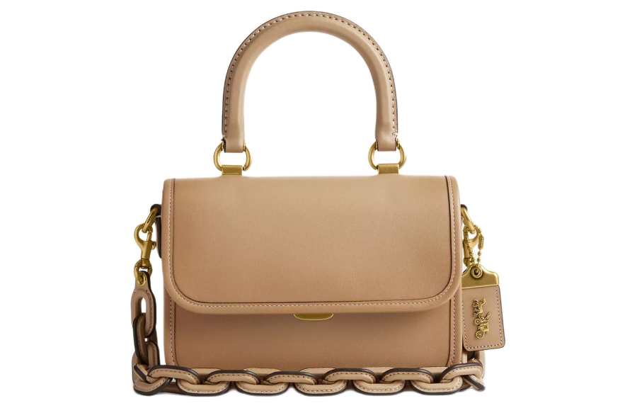 COACH Rogue Glove Tanned Leather Portable Crossbody Bag, Shoulder Bag Small Women's Brass & Beige