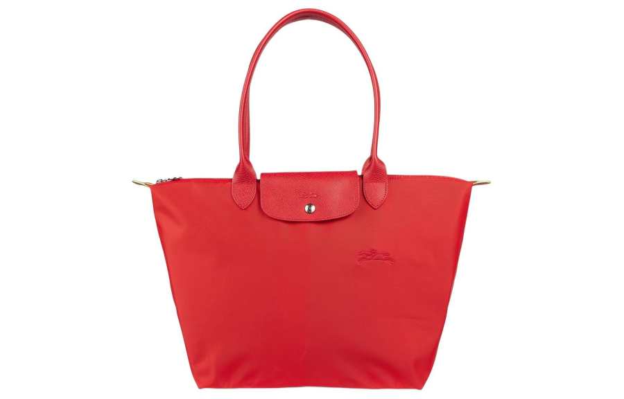 LONGCHAMP Le Pliage Green Recycled Canvas With Leather Trim Dumpling Bag Handbag, Shoulder Bag Women's Tomato Red