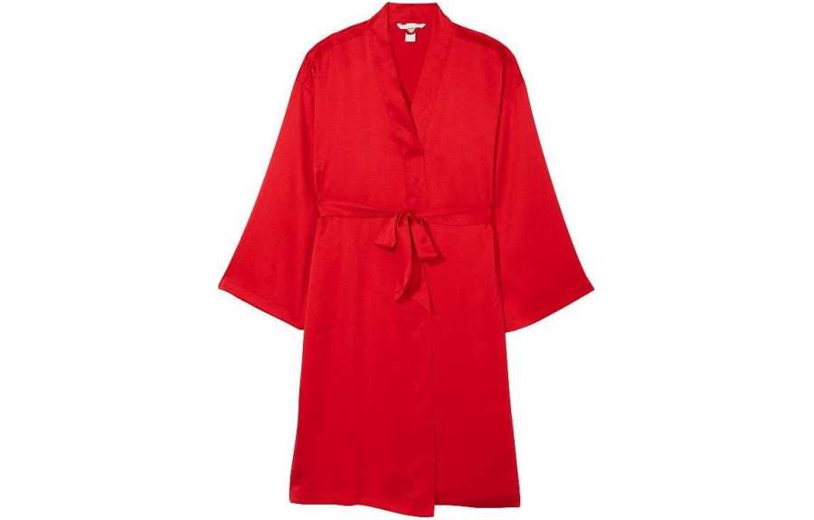 Victoria's Secret Satin Midi Robe Sleep Robe Women's Red