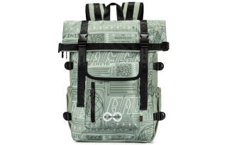 8atheist Polyester Backpack Unisex Light Gray Green