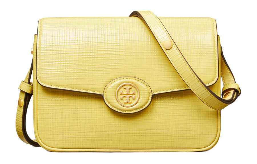 TORY BURCH Robinson Cow Leather Crossbody Bag, Shoulder Bag Women's Yellow