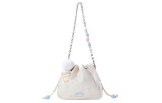 Miffy Synthetic Leather Shoulder Bag, Bucket Bag, Chain Bag, Crossbody Bag Regular Women's White/Pink
