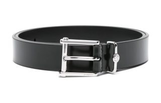 VERSACE Calfskin Leather Belts Men's Black Width 3cm