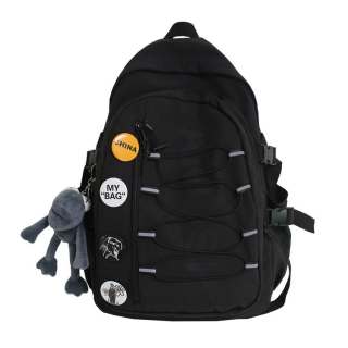 LEXI Nylon Fabric Backpack Regular Unisex Black/Yellow/Burgundy/Ecru