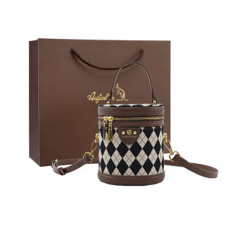 AUGTARLION Artificial Leather One Shoulder Handbag, Bucket Bag Small Women's Brown