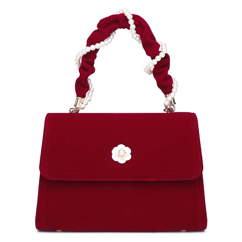 PAYOT PU Velvet Crossbody One Shoulder Handbag Regular Women's Burgundy