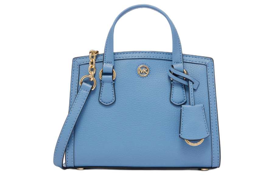 MICHAEL KORS Chantal Cow Leather Shoulder Bag, Crossbody Bag, Handbag Women's Light Blue