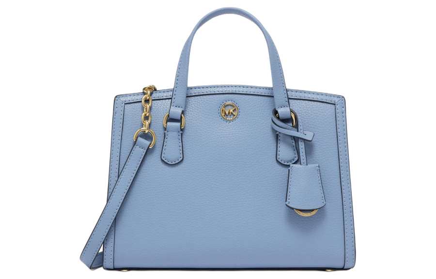 MICHAEL KORS Chantal Split Cow Leather Handbag Small Women's Light Blue