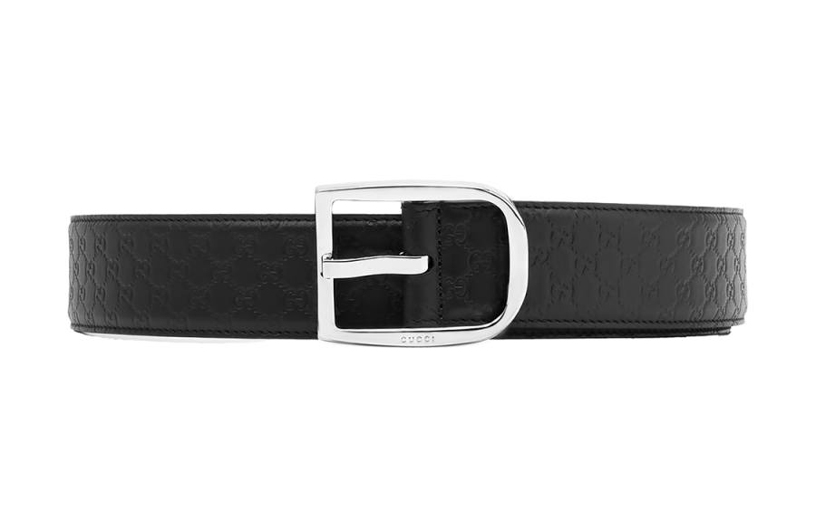 GUCCI GUCCI Cow Leather Belts Men's Dark Blue Width 4cm