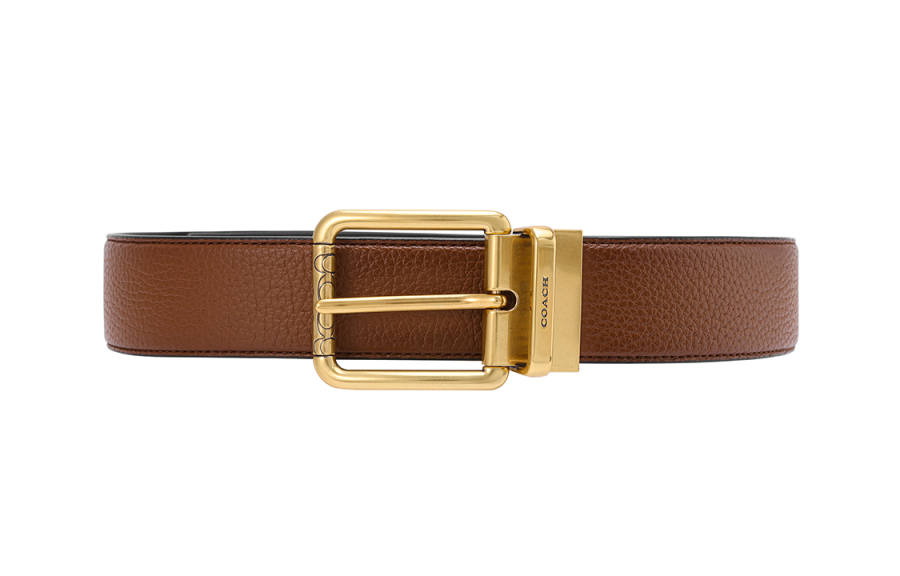 COACH COACH Cow Leather Belts Men's Brown Width 3.5cm