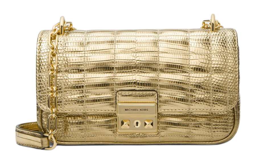 MICHAEL KORS Split Cow Leather Portable Crossbody Bag, Shoulder Bag Small Women's Wheat Wave Gold