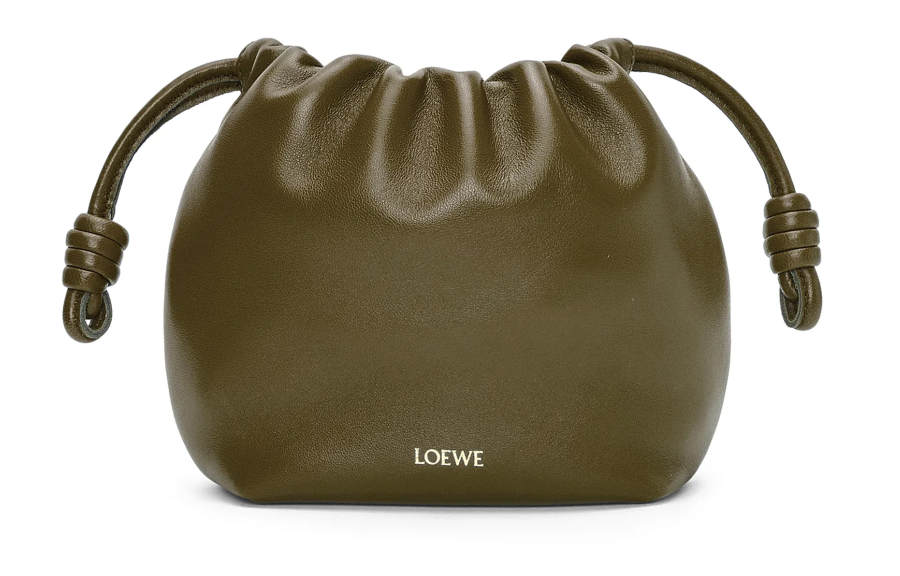 LOEWE Flamenco Nappa Sheepskin One Shoulder Crossbody Clutch Mini Women's Dark Khaki
