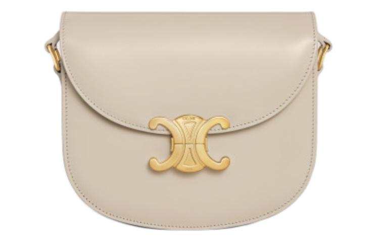 CELINE Besace Cow Leather Portable Crossbody Bag, Shoulder Bag Women's Light Stone