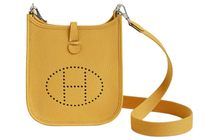 HERMES Evelyne Clemence Bullock Leather Crossbody Bag, Shoulder Bag Mini 16 Women's B4 Sun Sunshine Gold
