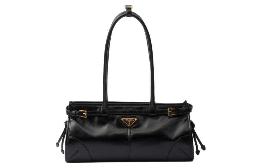 PRADA PRADA Bonnie Leather Handbag, Shoulder Bag Medium Women's Black