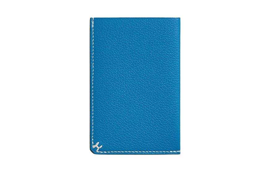HERMES Evercolor Leather Wallet, Card Holder Unisex B3 Bleu Zanzibar Tanzania Blue