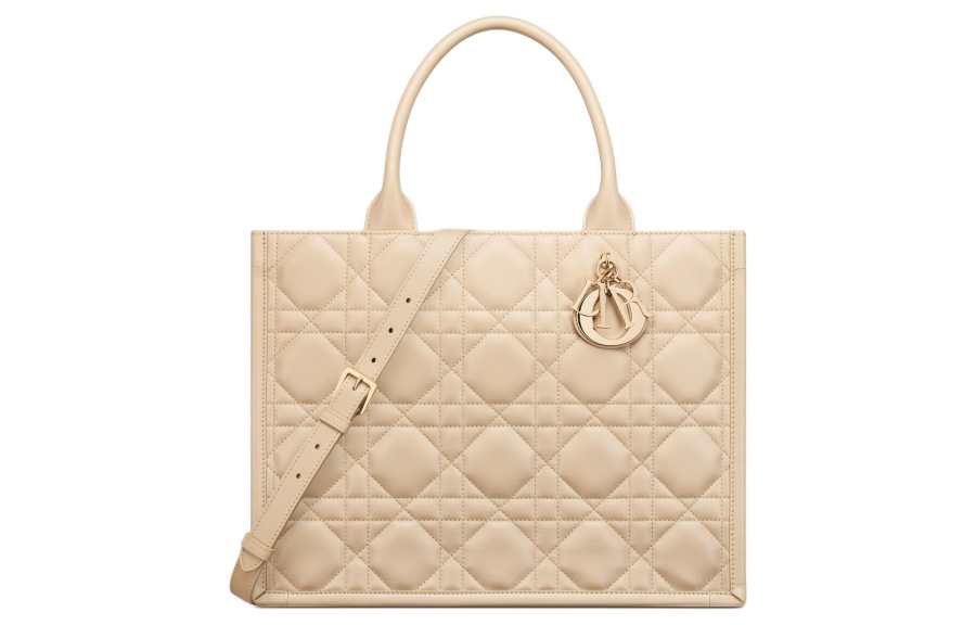 DIOR BookTote Calfskin Tote Bag, Shopping Bag, Handbag Medium Women's Pink Beige