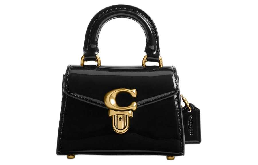 COACH Sammy Patent Leather Shoulder Bag, Crossbody Bag, Handbag Mini Women's Black