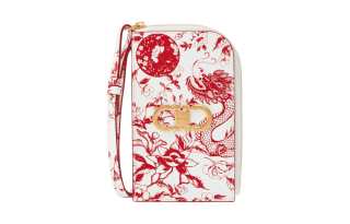 FERRAGAMO Gancini Cow Leather Cell Phone Pouch, Shoulder Bag, Crossbody Bag, Wallet Women's White & Red