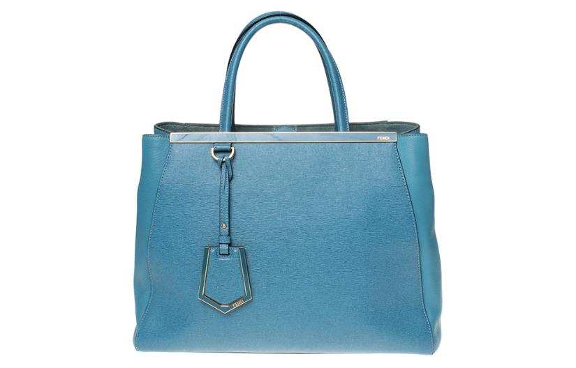 FENDI Cow Leather Tote Bag, Shopping Bag, Handbag Medium Women's Blue