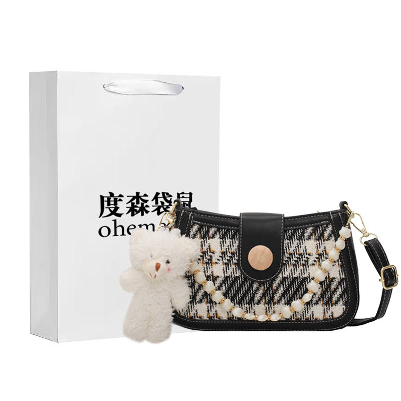 DUSENDAISHU Pu Shoulder Bag, Crossbody Bag Regular Women's Black/Light Blue/Dark Blue